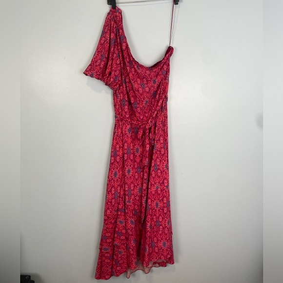 Ralph Lauren Pink Fuchsia Geo-Print Jersey One-Shoulder Dress Womens Sz 20W - Picture 3 of 13